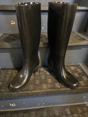 kate spade Black Tall Women's Rain Boots with Polka Dot Lining